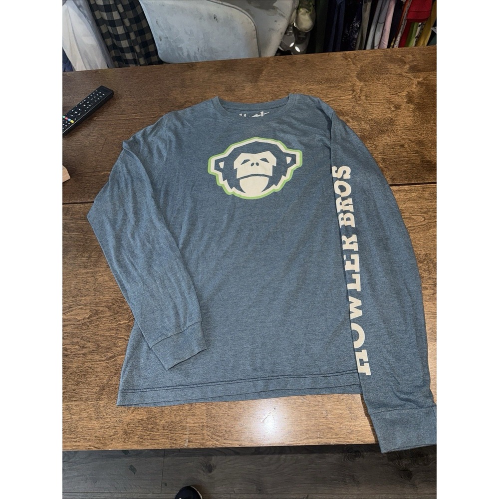 Howler Brothers Shirt Mens S BLUE Long Sleeve Graphic Tee BIG MONKEY Sleeve Prin